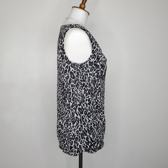212 Collection Black White Animal Leopard Print Drape Neck Top Size S - Picture 6 of 14